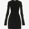Bow-embellished Long-sleeve Knitted Mini Dress -Whistles Store R04204123 BLACK M