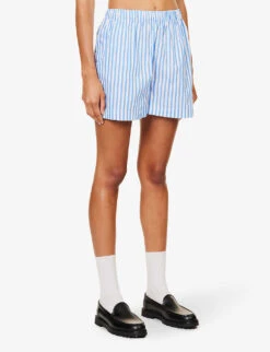 SR Sport Striped High-rise Cotton-poplin Shorts -Whistles Store R04205002 ATLANTIC ALT02