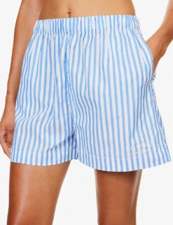 SR Sport Striped High-rise Cotton-poplin Shorts -Whistles Store R04205002 ATLANTIC ALT04