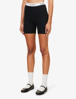 Serif High-rise Stretch-cotton Shorts -Whistles Store R04205012 BLACK ALT02