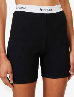 Serif High-rise Stretch-cotton Shorts -Whistles Store R04205012 BLACK ALT04