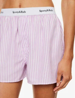 Logo-waistband Striped Tencel Boxer Shorts -Whistles Store R04205014 PURPLE ALT04