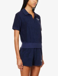 Terry Brand-embroidered Cotton Polo Shirt -Whistles Store R04205021 NAVY ALT02